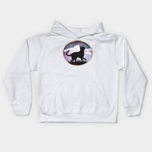 Cat Silhouette with Clouds Kids Hoodie